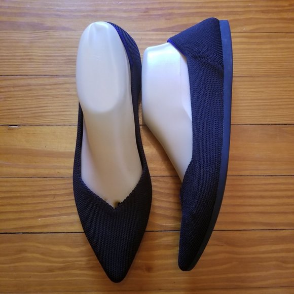 Rothys 9 Black THE POINT Flats Shoes Washable Knit Slip On Loafers - Picture 1 of 9